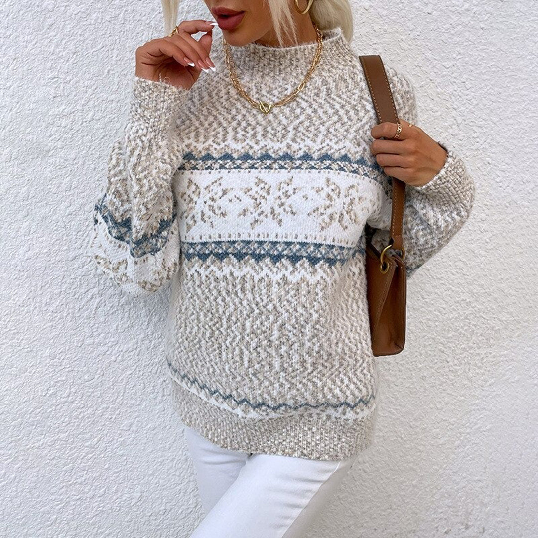 Selvaine | Women's Snowflake Fair Isle Knit Sweater - Light Blue - Image 4