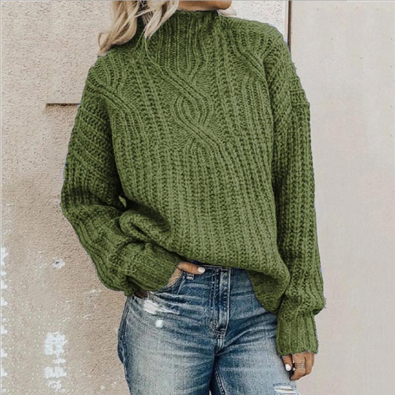 Solvay | Women's Cable-Knit Pullover Sweater - Grey - Image 3