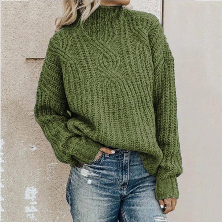 Solvay | Women's Cable-Knit Pullover Sweater - Grey - Image 3