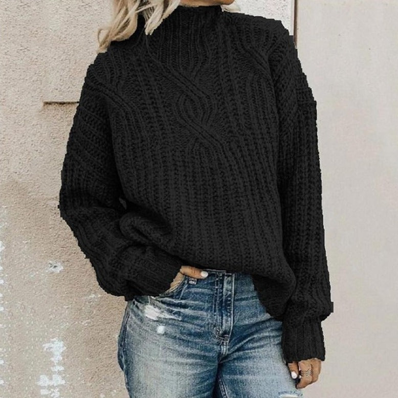 Solvay | Women's Cable-Knit Pullover Sweater - Grey - Image 4