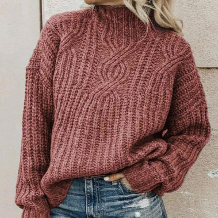 Solvay | Women's Cable-Knit Pullover Sweater - Grey - Image 5