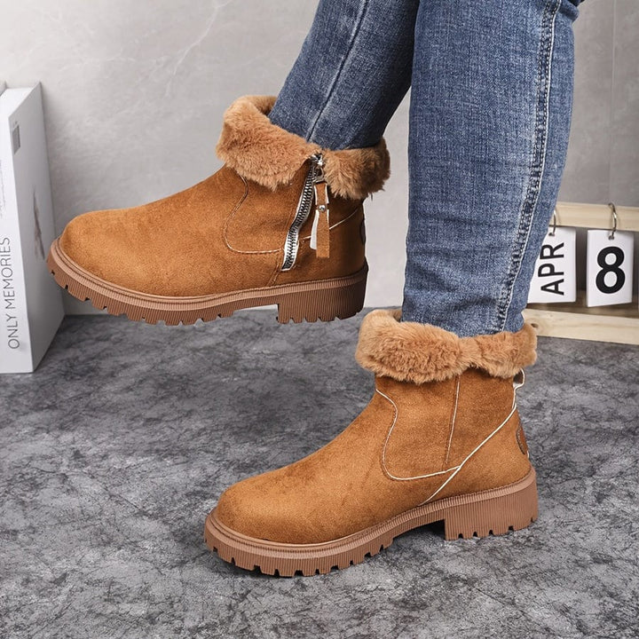 Sorcha | Women's Fur Lined Winter Ankle Boots - Camel - Image 2