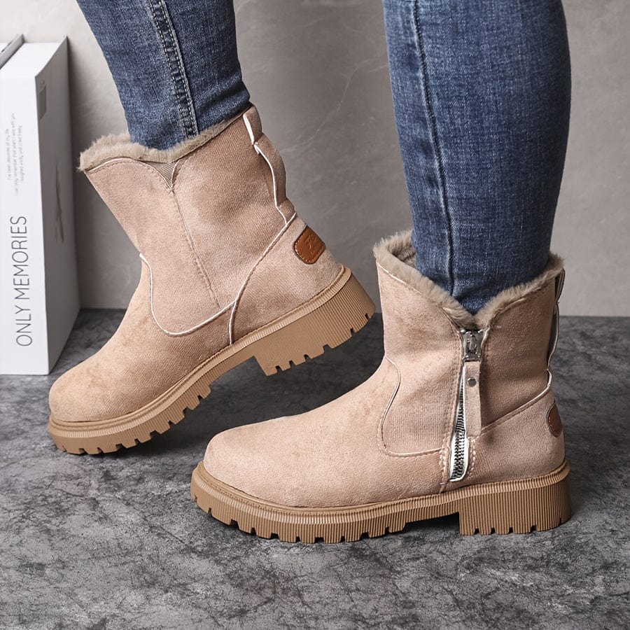 Sorcha | Women's Fur Lined Winter Ankle Boots - Camel - Image 6
