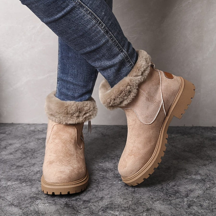 Sorcha | Women's Fur Lined Winter Ankle Boots - Camel - Image 9
