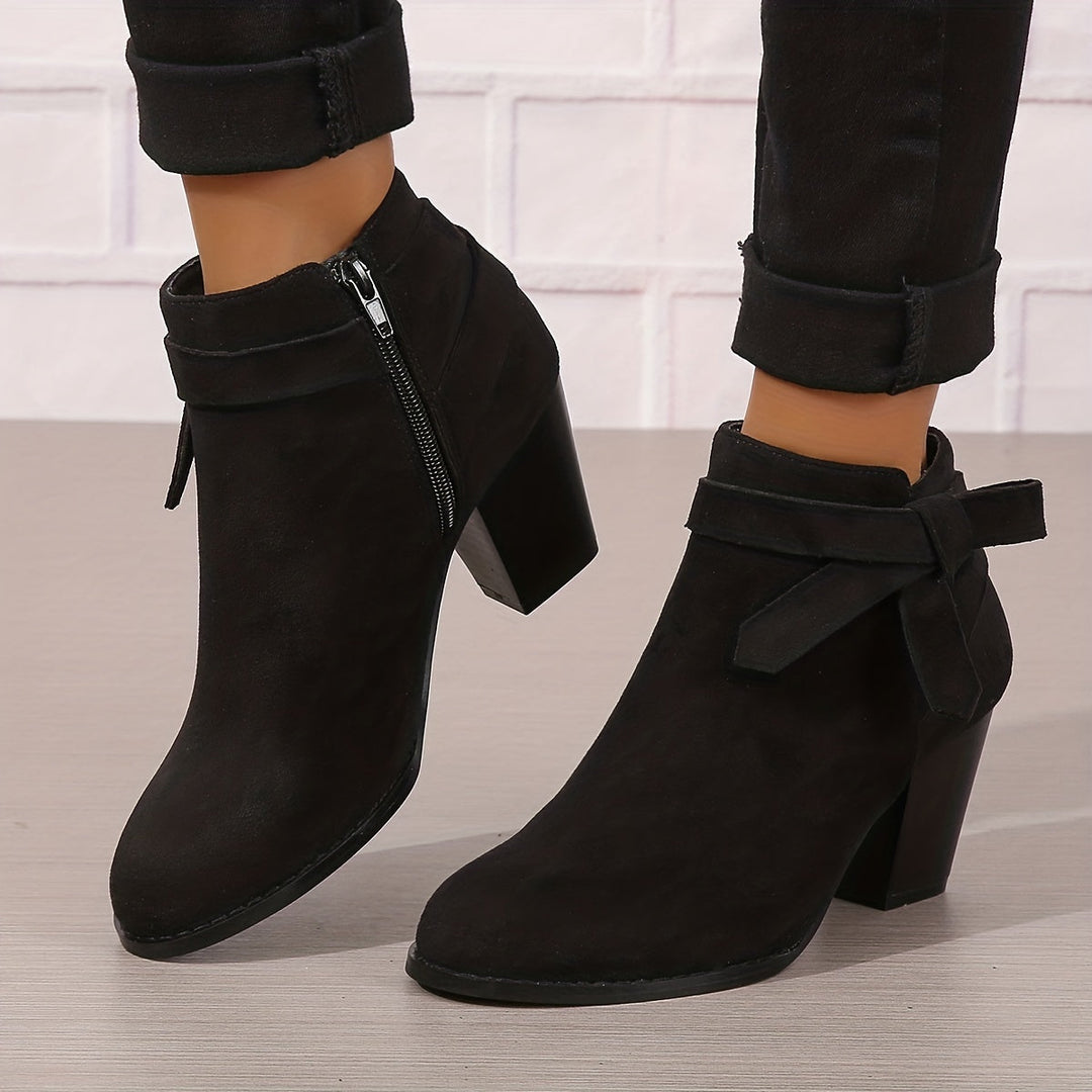 Sylvane | Women's Chelsea Ankle Boot with Block Heel - Black - Image 2