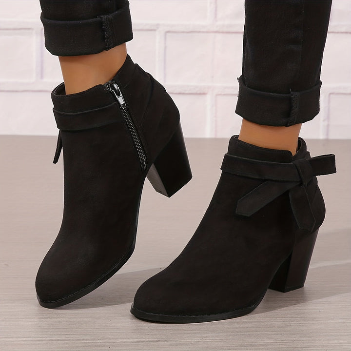 Sylvane | Women's Chelsea Ankle Boot with Block Heel - Black - Image 2
