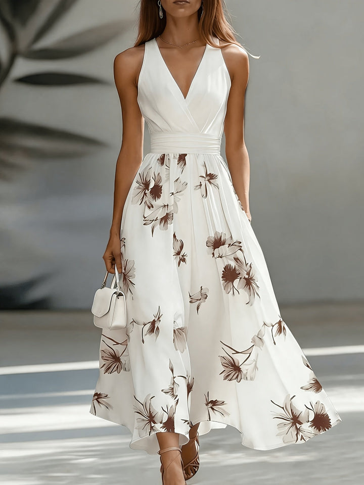 Sylvie | Women's V-Neck Floral Print Sleeveless Maxi Dress - Floral - Image 2