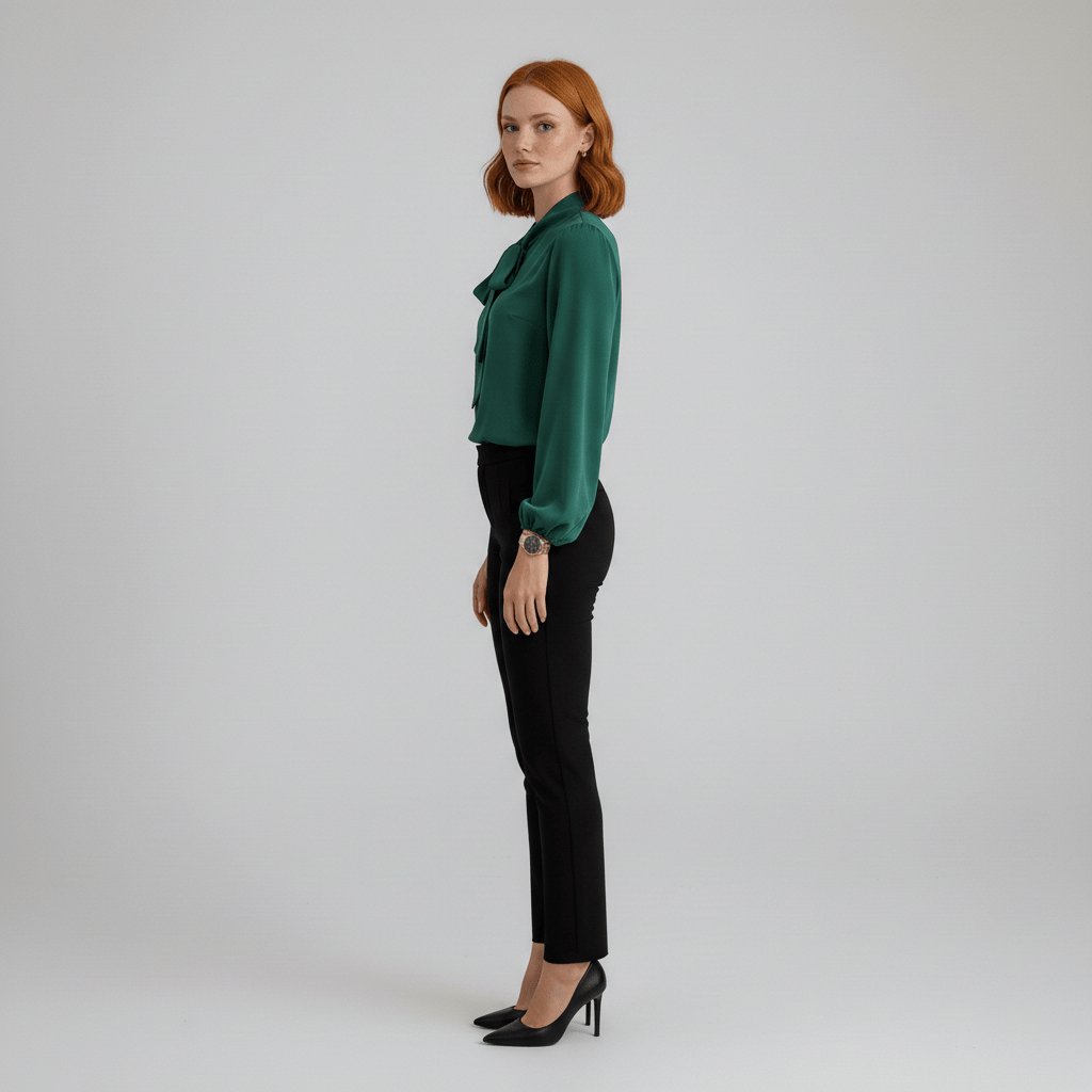 Tallulah | Women's Bow Tie Neck Long Sleeve Blouse - Red - Image 6