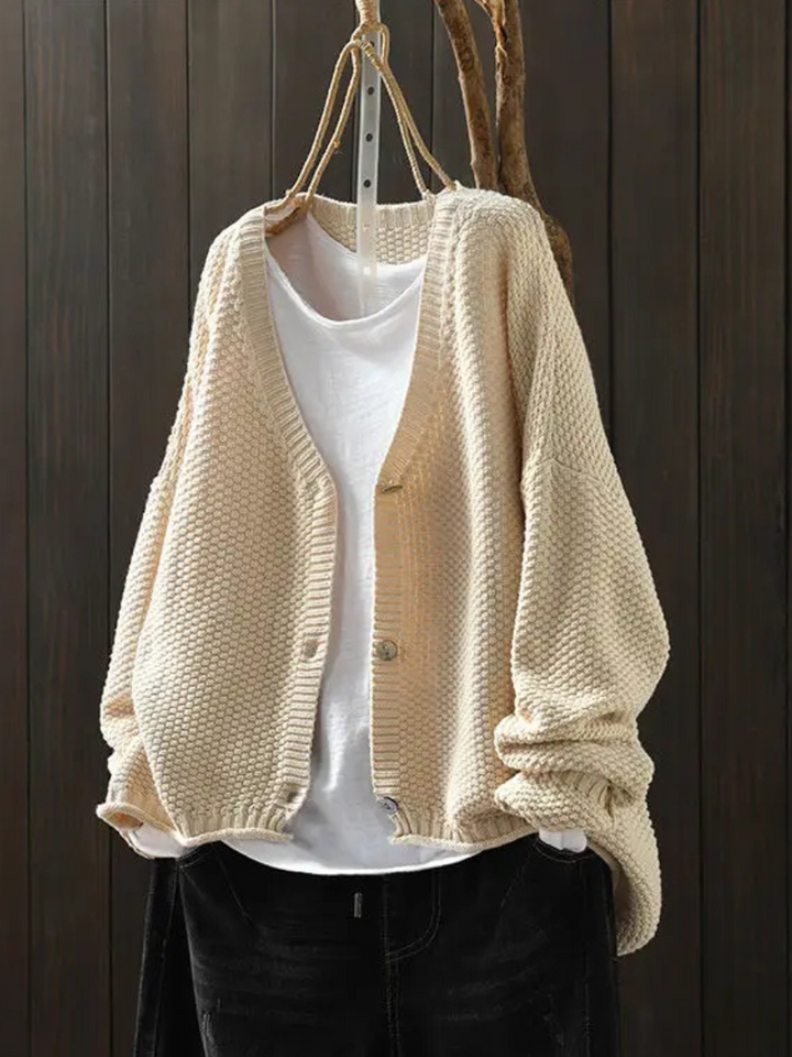Talveth | Women's Oversized Knit Cardigan Sweater - Red - Image 4