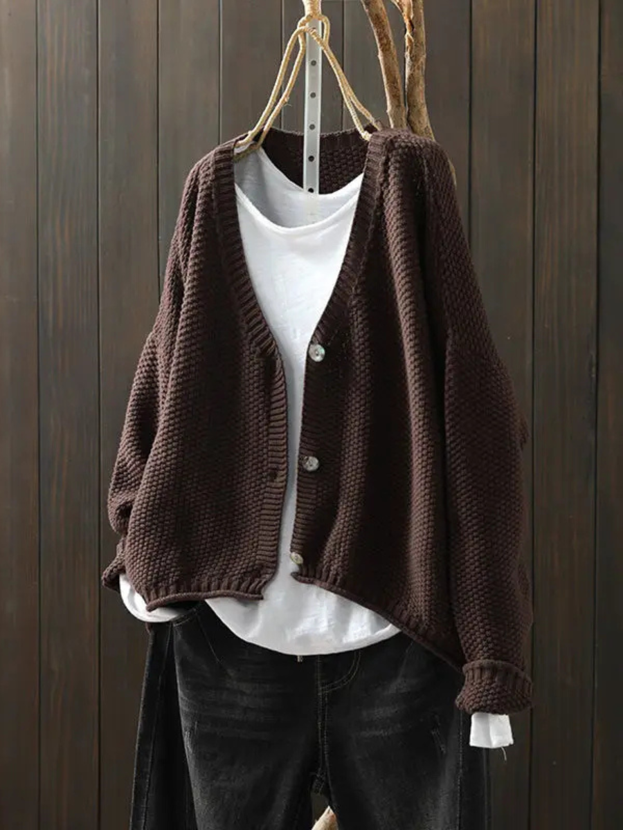 Talveth | Women's Oversized Knit Cardigan Sweater - Red - Image 5