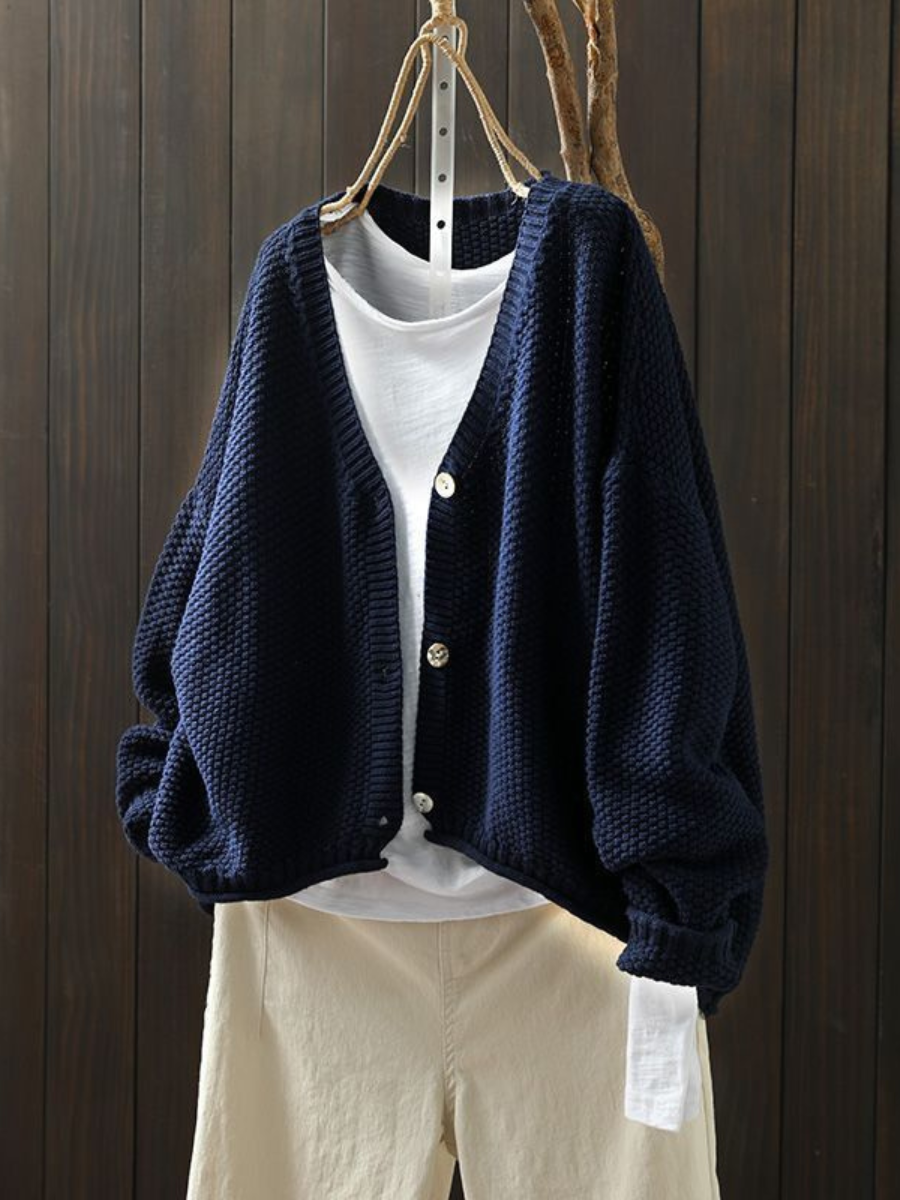 Talveth | Women's Oversized Knit Cardigan Sweater - Red - Image 6