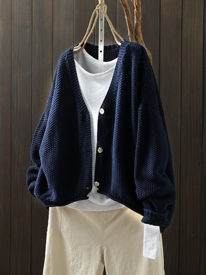 Talveth | Women's Oversized Knit Cardigan Sweater - Red - Image 6
