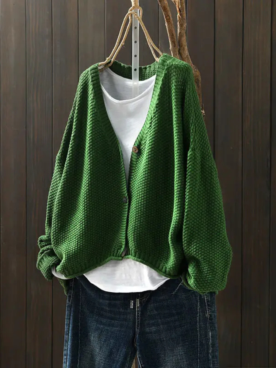 Talveth | Women's Oversized Knit Cardigan Sweater - Red - Image 7