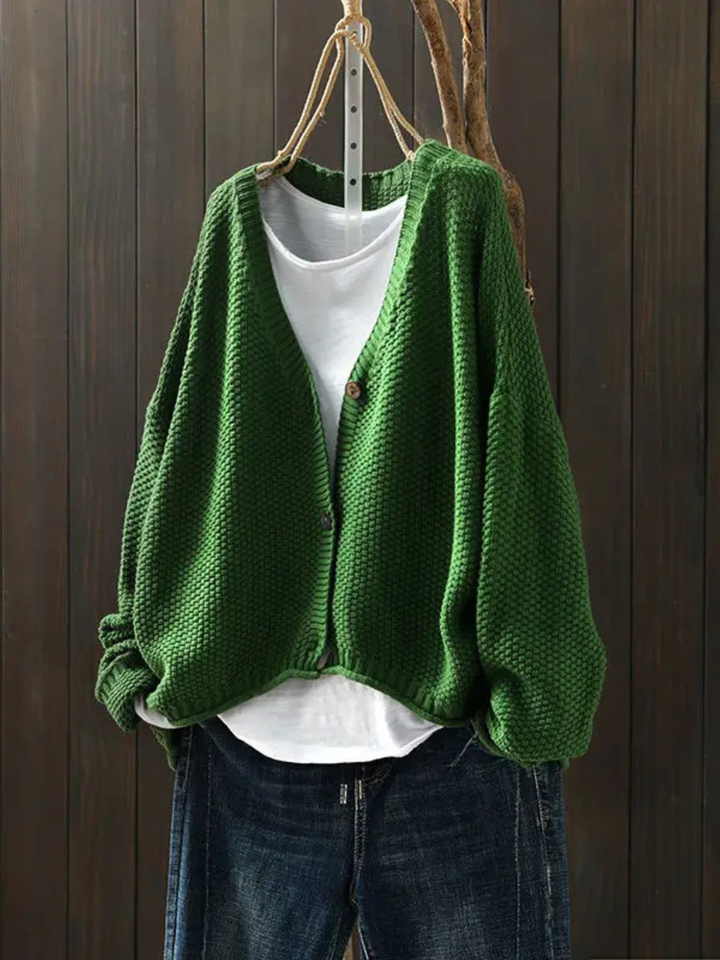 Talveth | Women's Oversized Knit Cardigan Sweater - Red - Image 7