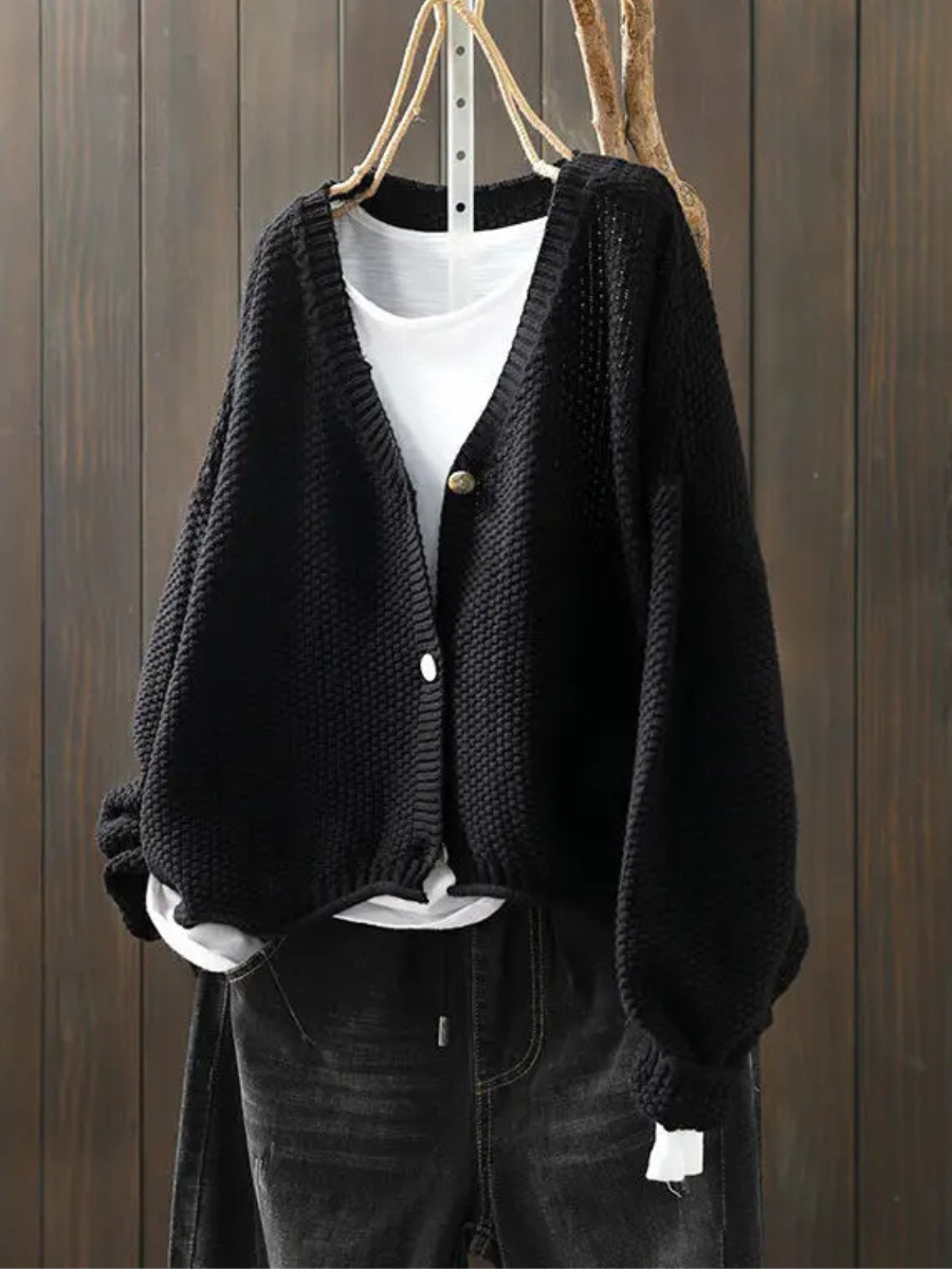 Talveth | Women's Oversized Knit Cardigan Sweater - Red - Image 8