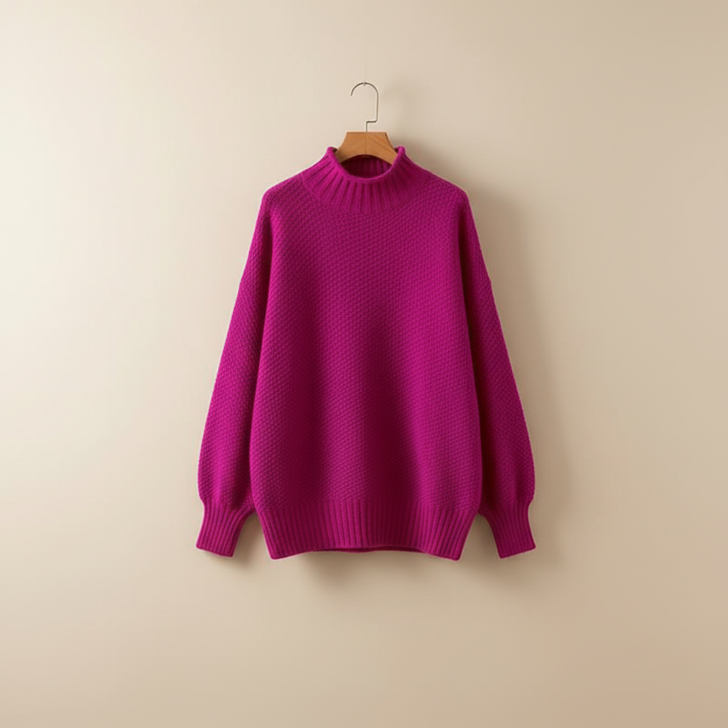 Thalia | Women's Mock Neck Knit Pullover Sweater - Burgundy - Image 10