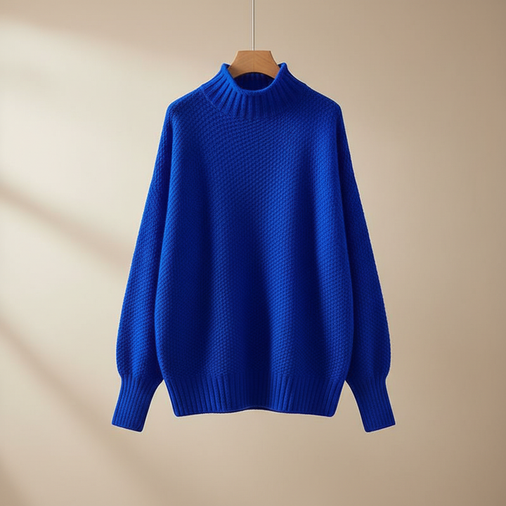 Thalia | Women's Mock Neck Knit Pullover Sweater - Burgundy - Image 12