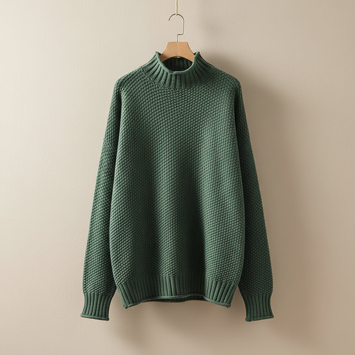 Thalia | Women's Mock Neck Knit Pullover Sweater - Burgundy - Image 4