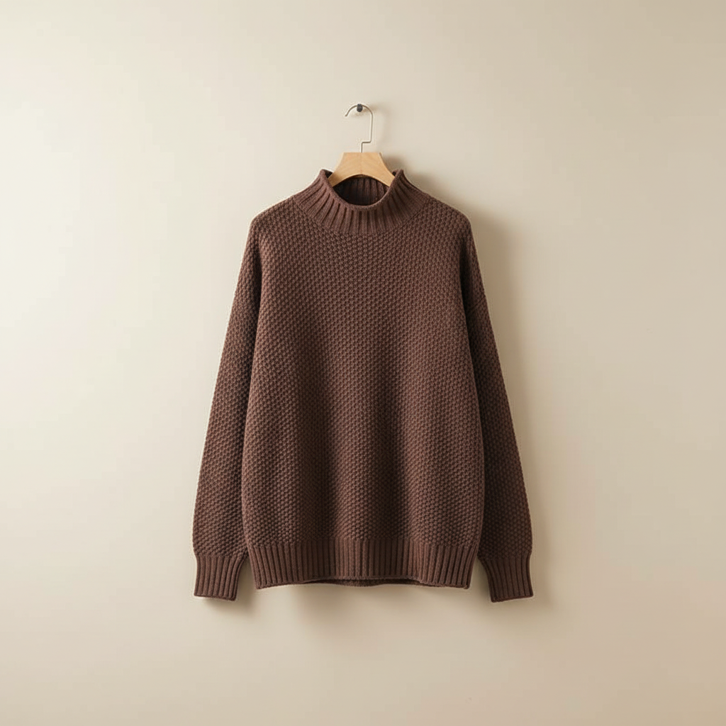 Thalia | Women's Mock Neck Knit Pullover Sweater - Burgundy - Image 5