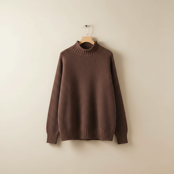 Thalia | Women's Mock Neck Knit Pullover Sweater - Burgundy - Image 5