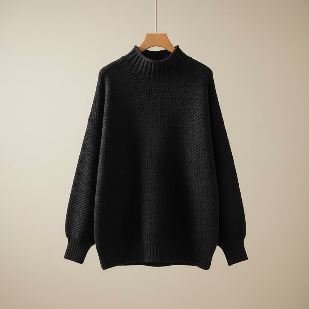 Thalia | Women's Mock Neck Knit Pullover Sweater - Burgundy - Image 7