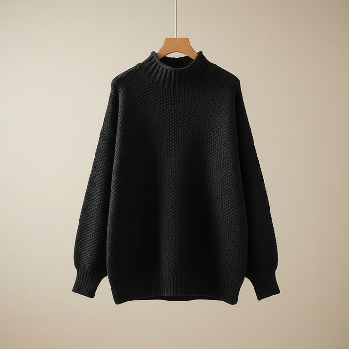 Thalia | Women's Mock Neck Knit Pullover Sweater - Burgundy - Image 7