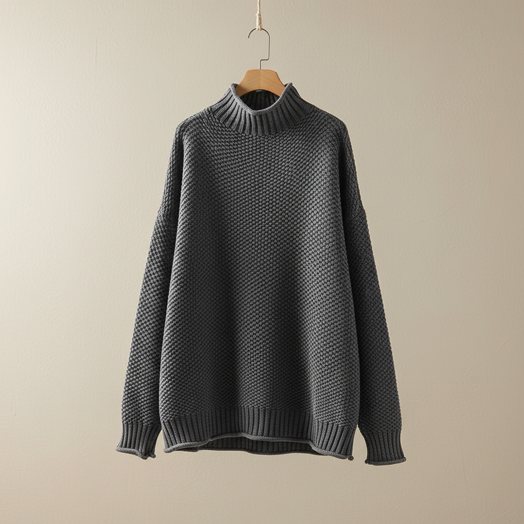 Thalia | Women's Mock Neck Knit Pullover Sweater - Burgundy - Image 8