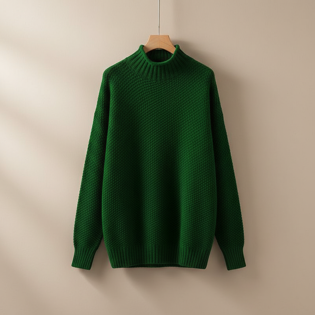 Thalia | Women's Mock Neck Knit Pullover Sweater - Burgundy - Image 9