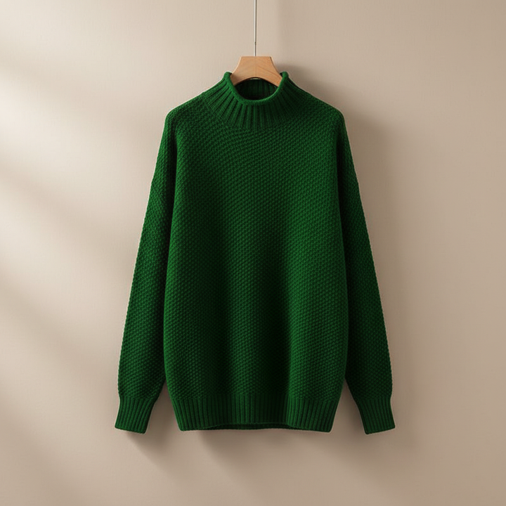 Thalia | Women's Mock Neck Knit Pullover Sweater - Burgundy - Image 9