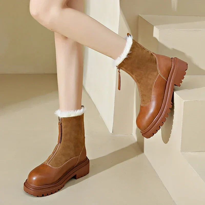 Thessaly | Women's Faux Fur Winter Boots - Brown - Image 1