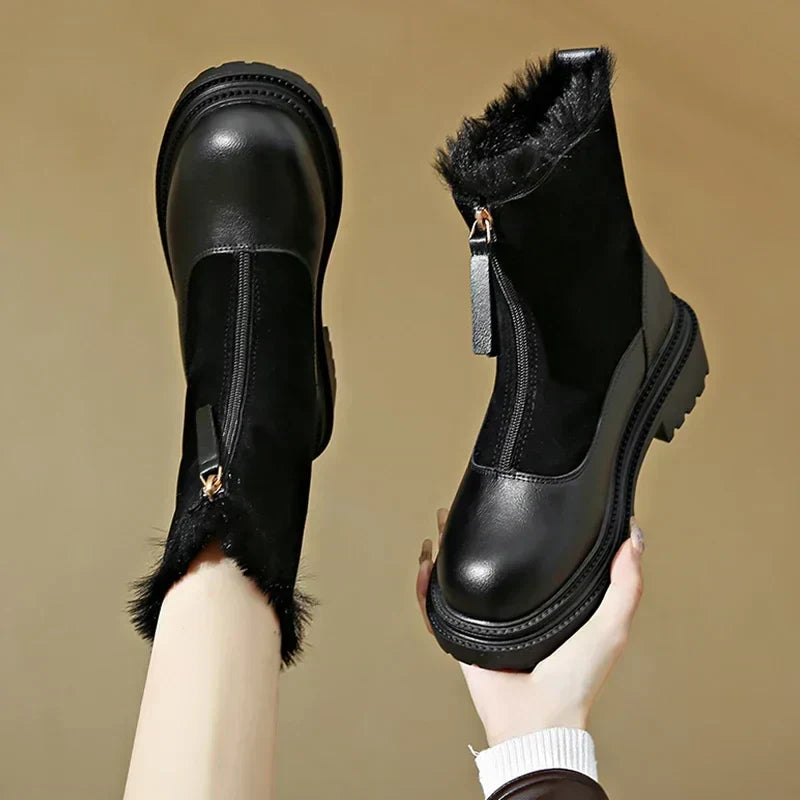 Thessaly | Women's Faux Fur Winter Boots - Brown - Image 11