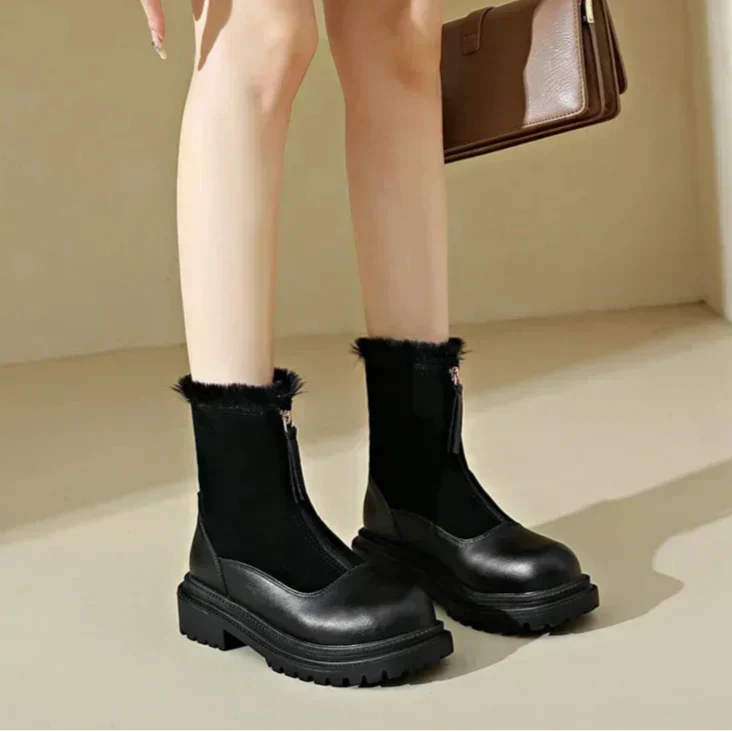 Thessaly | Women's Faux Fur Winter Boots - Brown - Image 12