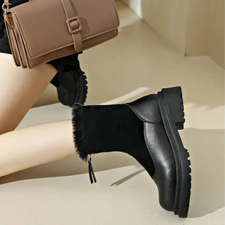 Thessaly | Women's Faux Fur Winter Boots - Brown - Image 13