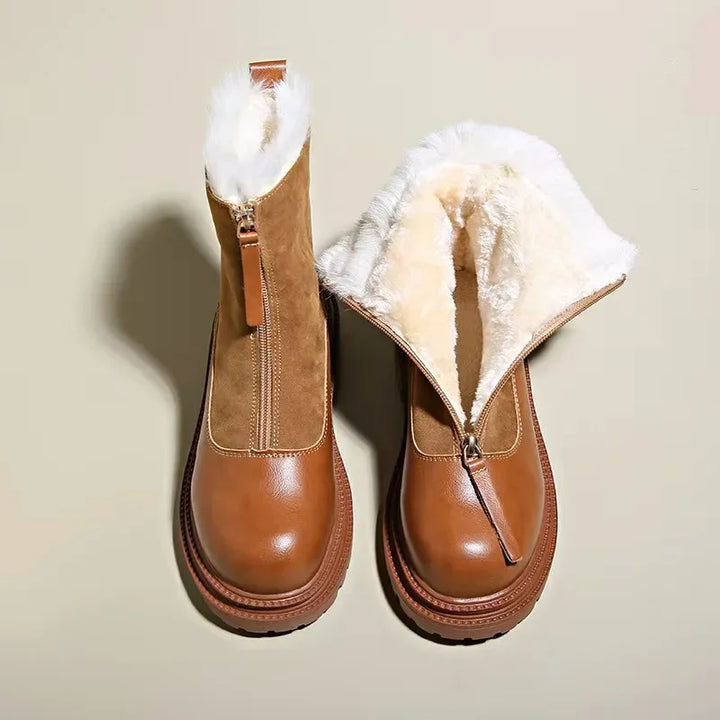 Thessaly | Women's Faux Fur Winter Boots - Brown - Image 3