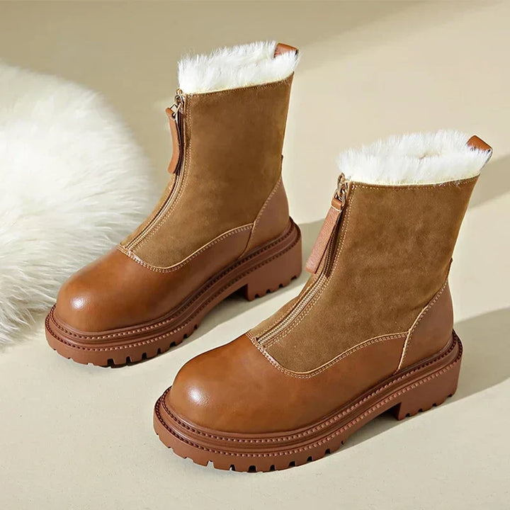 Thessaly | Women's Faux Fur Winter Boots - Brown - Image 4
