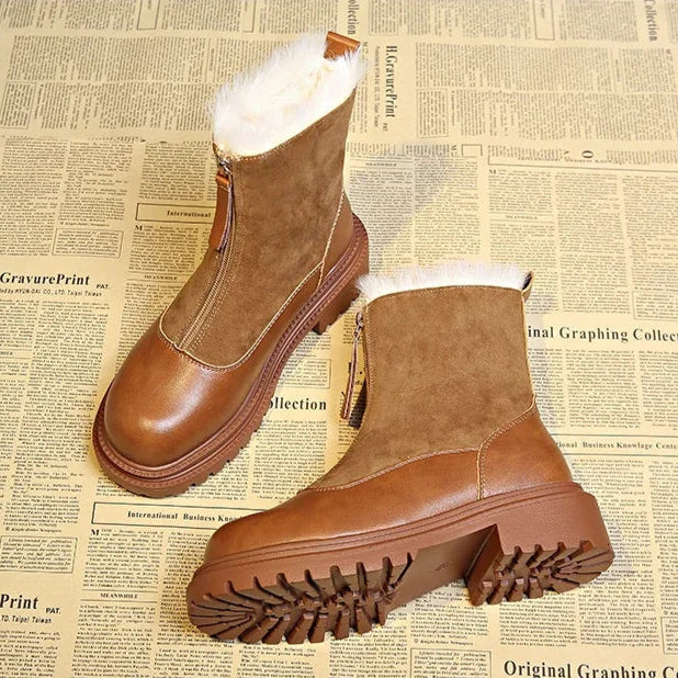 Thessaly | Women's Faux Fur Winter Boots - Brown - Image 5