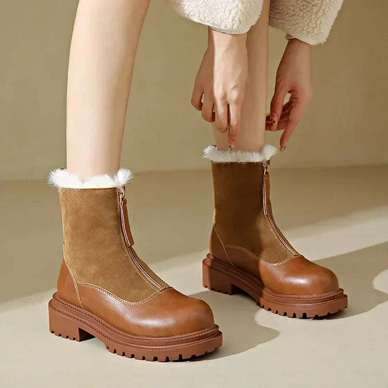 Thessaly | Women's Faux Fur Winter Boots - Brown - Image 6