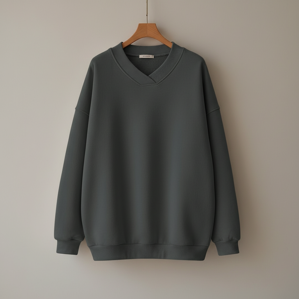 Thessaly | Women's Oversized V-Neck Pullover Sweater - Brown - Image 11