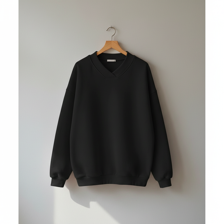 Thessaly | Women's Oversized V-Neck Pullover Sweater - Brown - Image 4