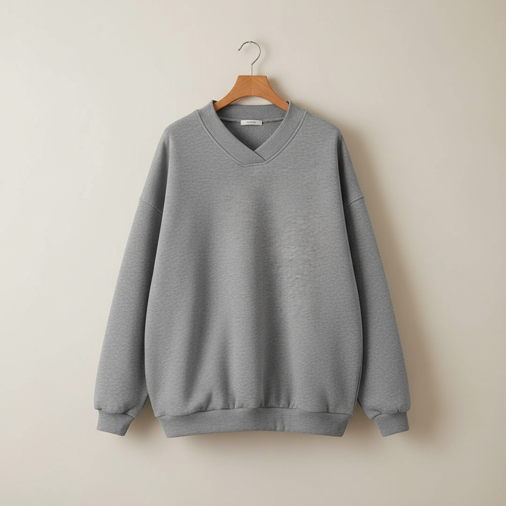 Thessaly | Women's Oversized V-Neck Pullover Sweater - Brown - Image 5