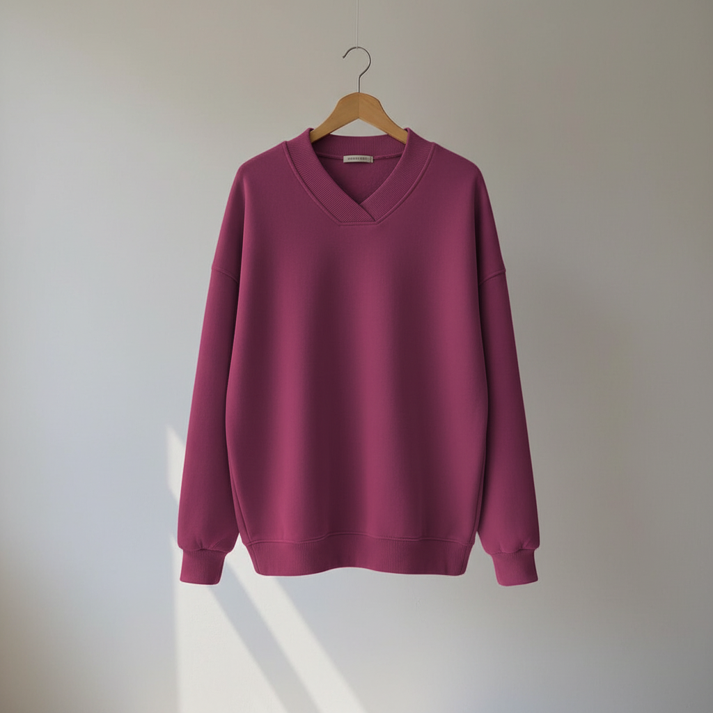 Thessaly | Women's Oversized V-Neck Pullover Sweater - Brown - Image 9