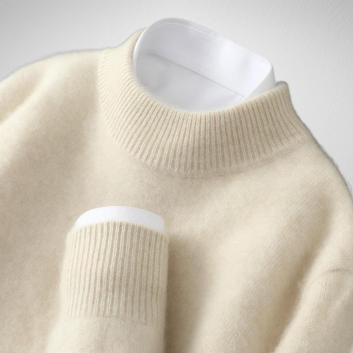 Thessaly | Women's Soft Mock Neck Knit Sweater - Cream - Image 1