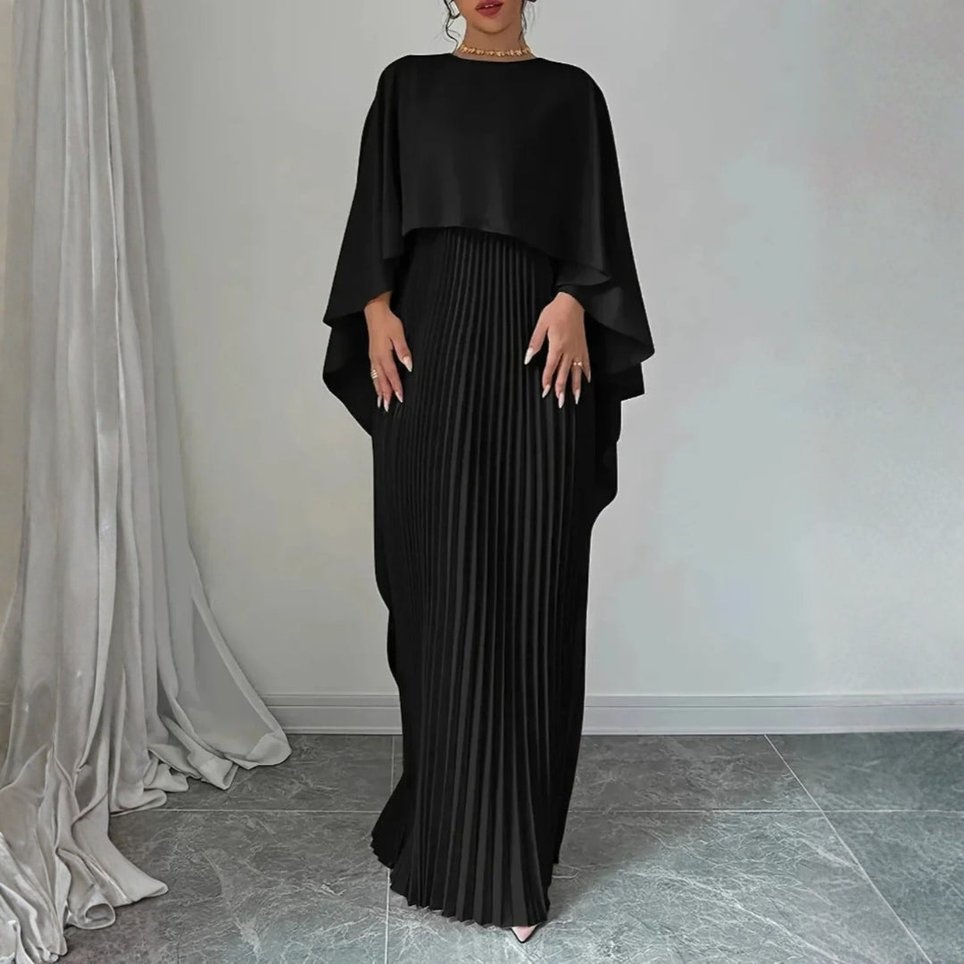 Tivona | Women's Cape Overlay Pleated Maxi Dress - Cream - Image 5