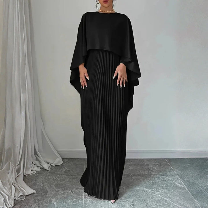 Tivona | Women's Cape Overlay Pleated Maxi Dress - Cream - Image 5