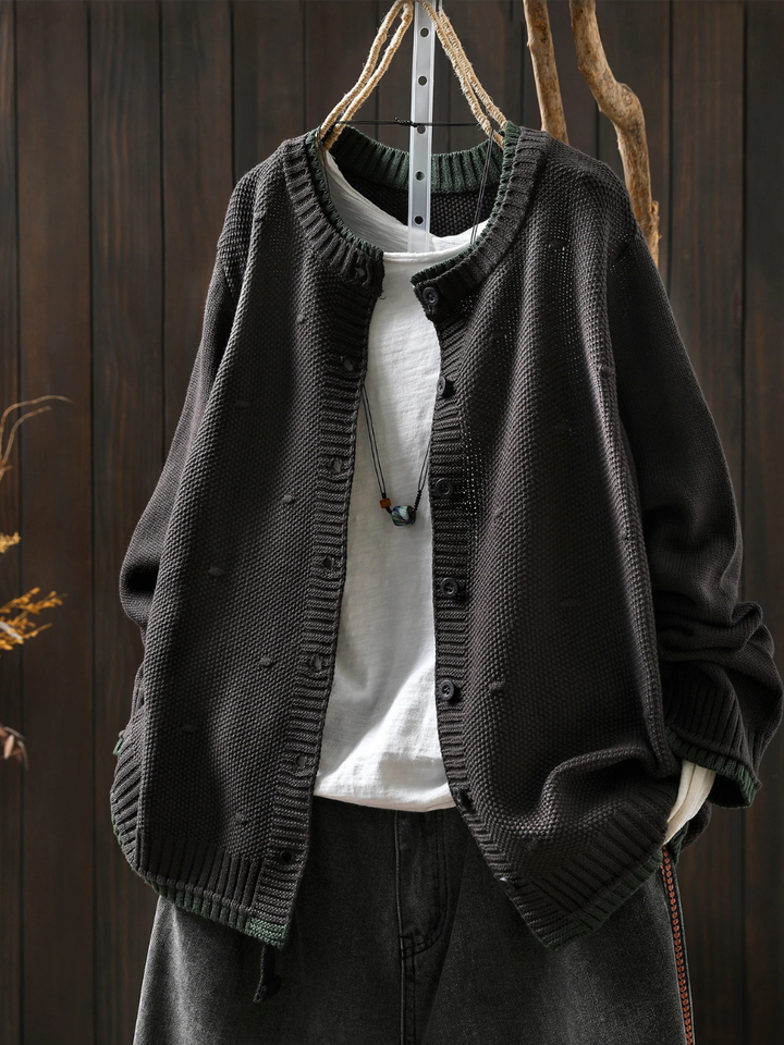 Veldara | Women's Oversized Knit Cardigan - Burgundy - Image 9