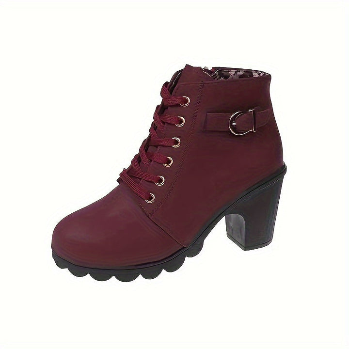 Vera | Women's Lace-Up Ankle Boot with Block Heel - Navy - Image 5