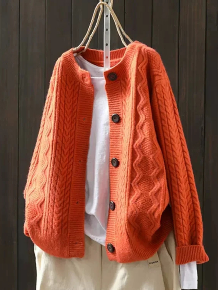 Veradis | Women's Oversized Cable Knit Cardigan - Cream - Image 5
