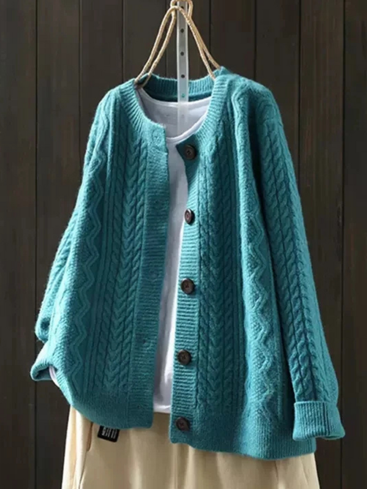 Veradis | Women's Oversized Cable Knit Cardigan - Cream - Image 6