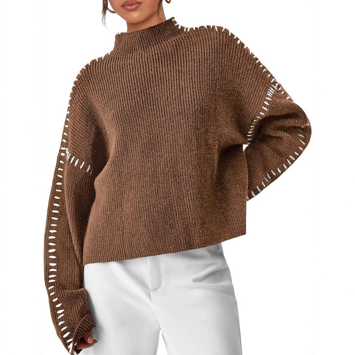 Verity | Women's Oversized Mock Neck Sweater - Black - Image 10