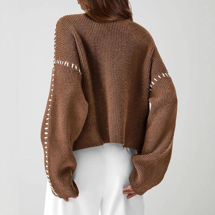 Verity | Women's Oversized Mock Neck Sweater - Black - Image 9